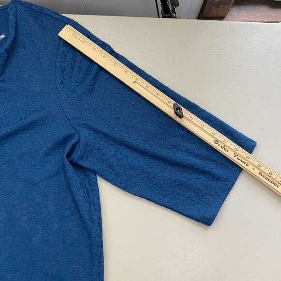 Catherines Cardigan Top Womens 3X 26-28W Blue Floral Lace Swing Open Lagenlook - Picture 10 of 15